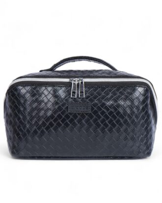 Woven PU Travel Toiletry and Cosmetic Organizer Bag